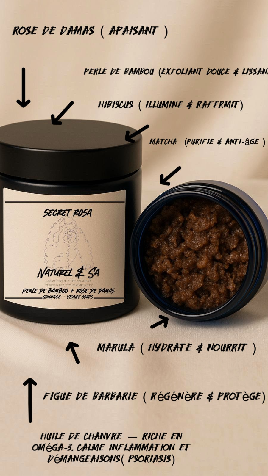 Secret rosa - Gommage Douceur à la rose de Damas